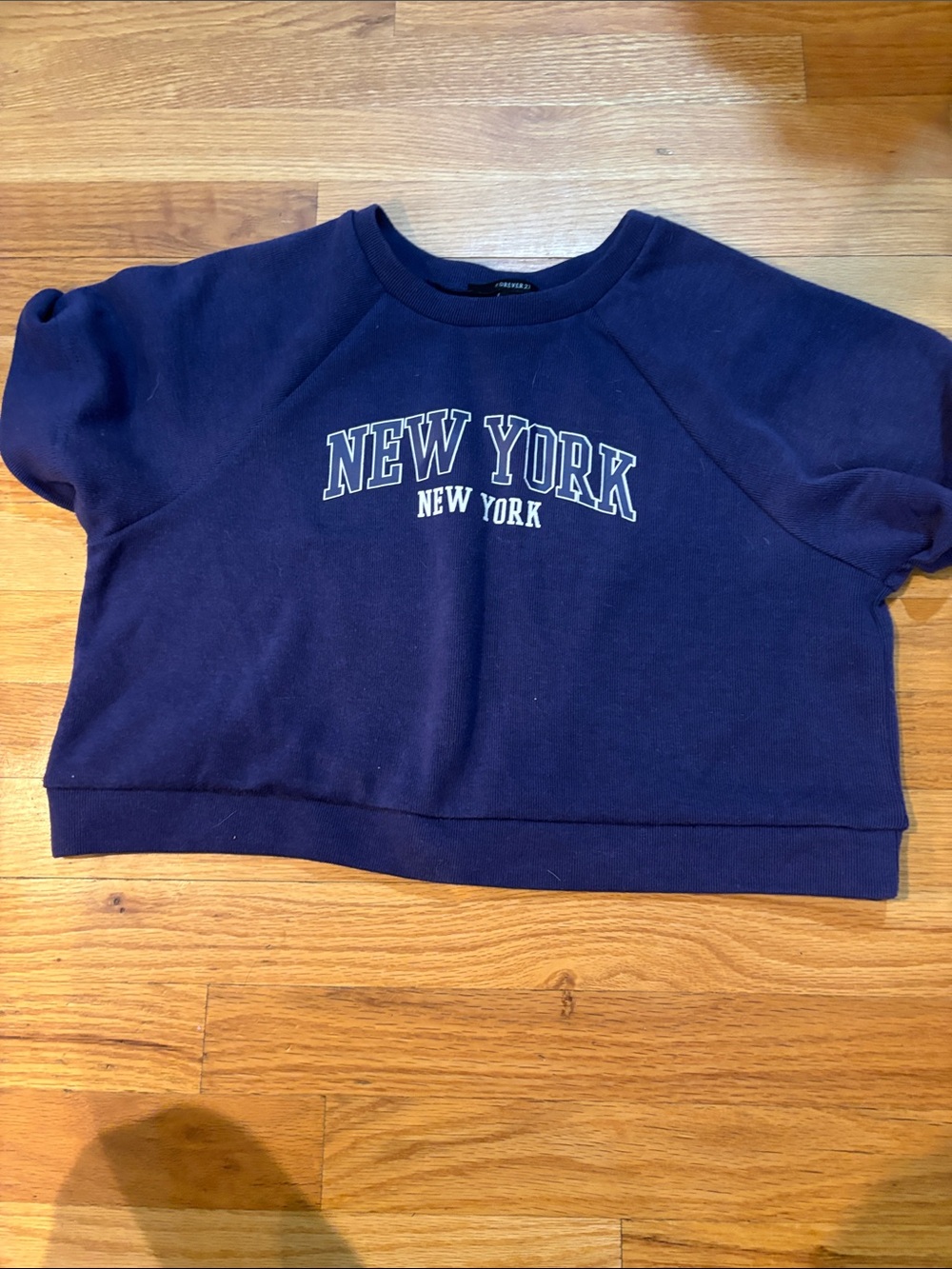 Forever 21 Navy Blue "New York" Cropped Sweatshirt